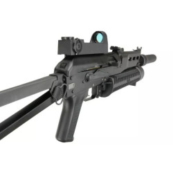 PP-19 Bizon-2 sub-machinegun replica with sound suppressor and red-dot sight