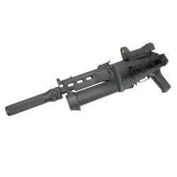 PP-19 Bizon-2 sub-machinegun replica with sound suppressor and red-dot sight