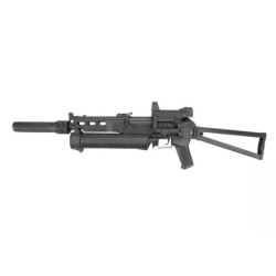 PP-19 Bizon-2 sub-machinegun replica with sound suppressor and red-dot sight