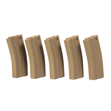 5pcs set - 30ord hi-cap magazine for M4/M16 - tan