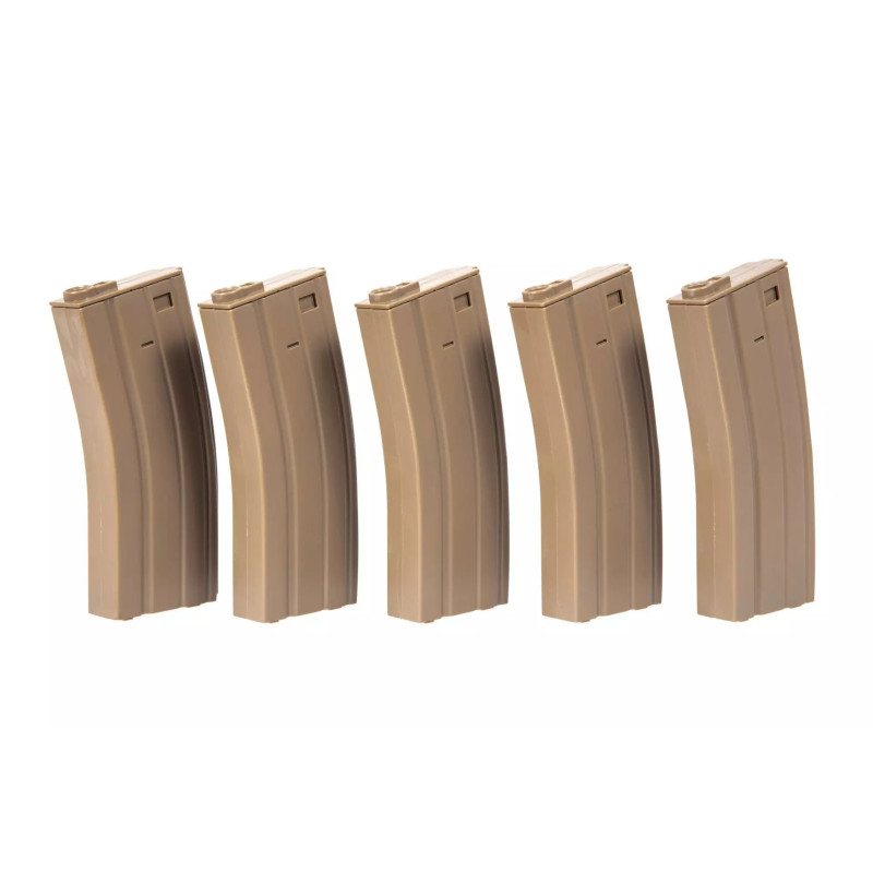 5pcs set - 100rd mid-cap magazine for M4/M16 - tan