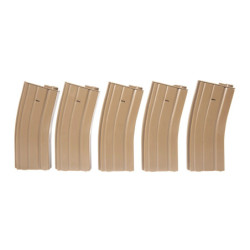 5pcs set - 30rd real-cap magazine for M4/M16 - tan