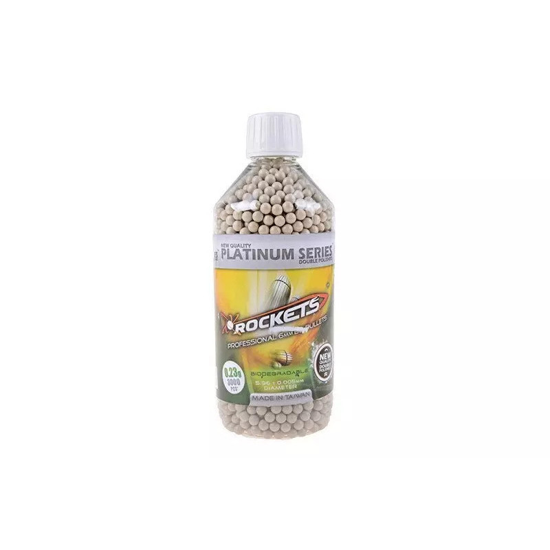 Rockets Platinum Series BIO 0,23g BB pellets 3000 pieces - bottle - White