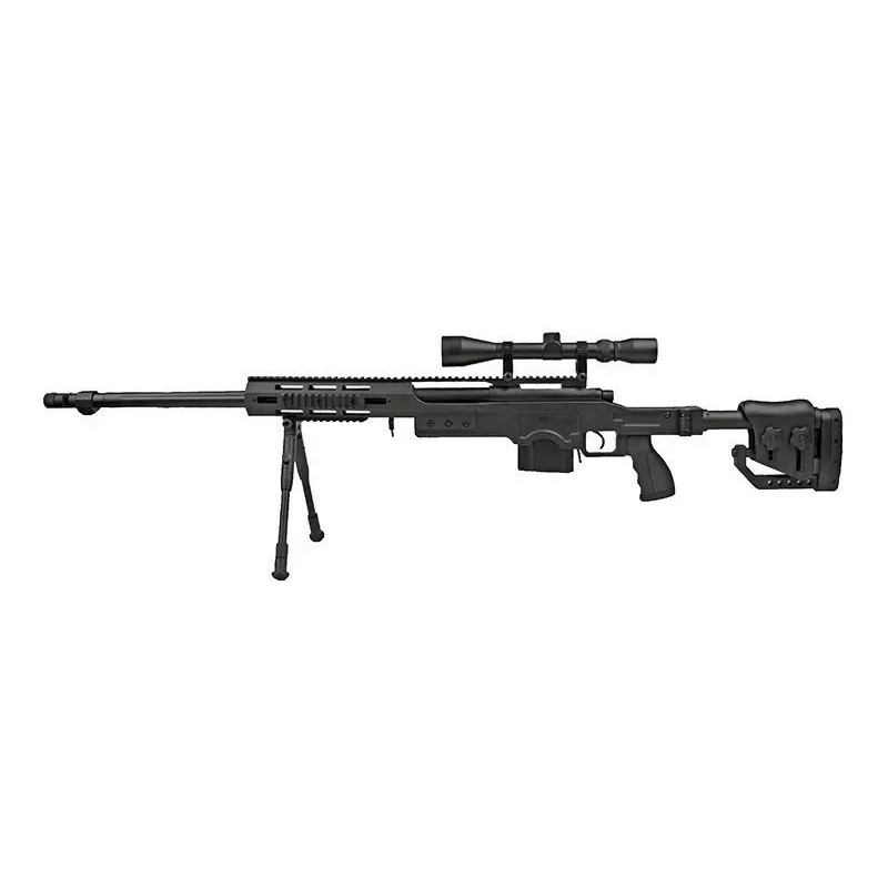 MB4411D sniper rifle replica with scope and bipod - black