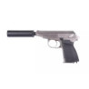 MK Pistol Replica with a Silencer - silver