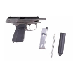 MK Pistol Replica with a Silencer - silver