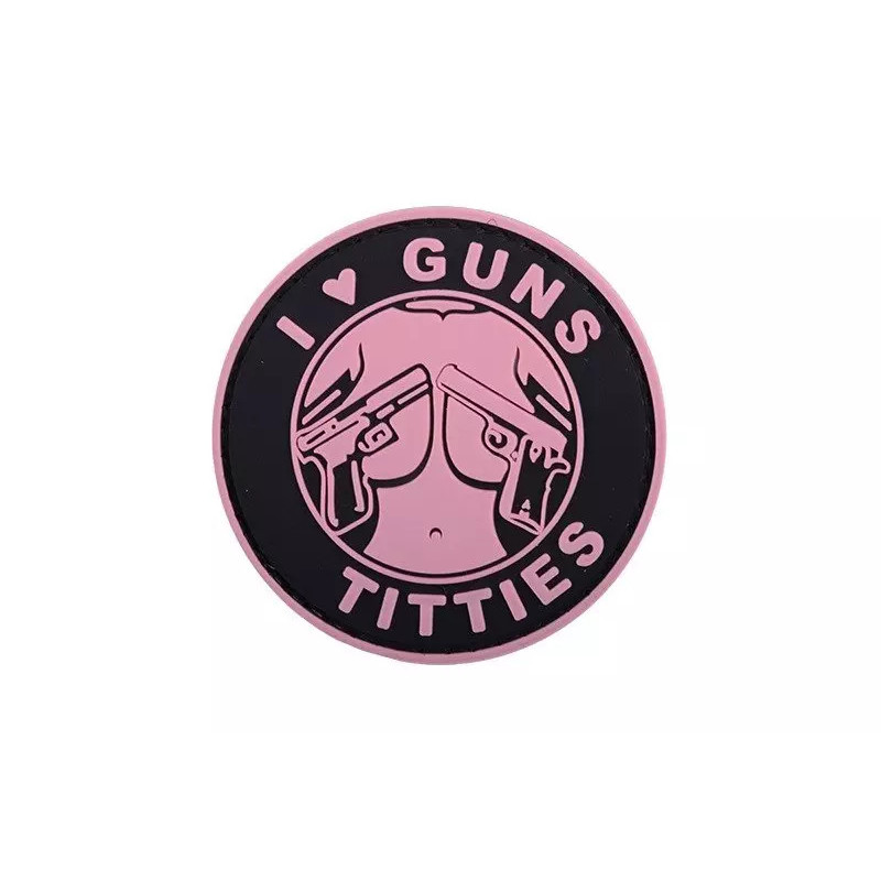 3D Badge - I Love Guns Titties - Pink