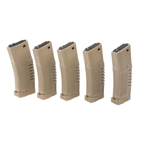 5x set 140rd PMG mid-cap magazine for M4/M16 type replicas - dark earth