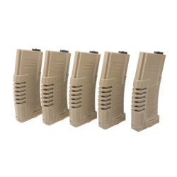 5x set 140rd PMG mid-cap magazine for M4/M16 type replicas - dark earth