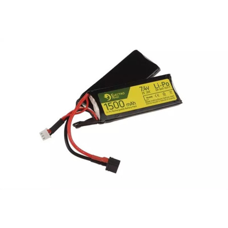 LiPo 7.4V 1500mAh 20/40C T-connect (DEANS) Battery - Butterfly Configuration