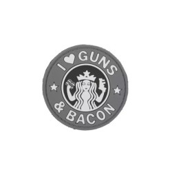 Guns and Bacon - 3D Badge - Gray