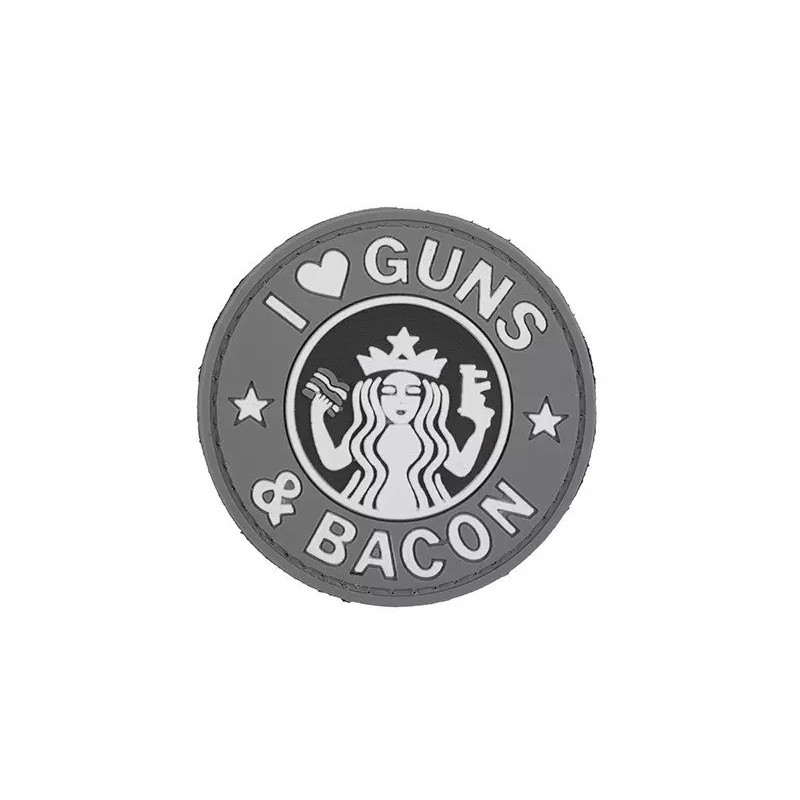 Guns and Bacon - 3D Badge - Gray