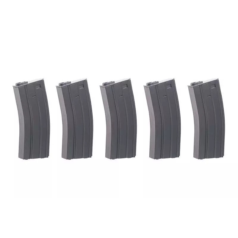 Set of 5 Mid-Cap 70 BB Magazines for M4/M16 Replicas - Grey