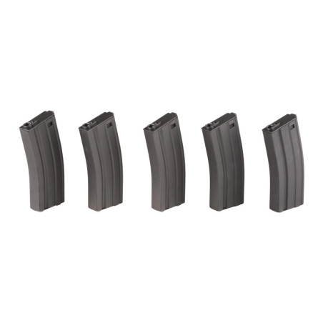 Set of 5 Low-Cap 70 BB Magazines for M4/M16 Replicas - Grey