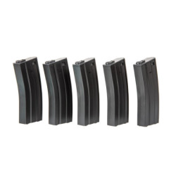 Set of 5 Mid-Cap 140 BB Magazines for M4/M16 - Grey