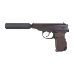 Suppressed MK Pistol Replica - Black/Brown Grip