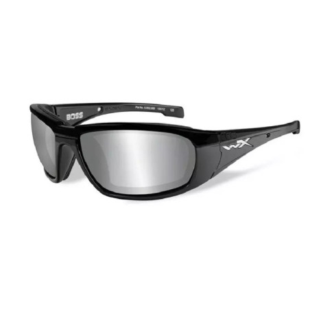 Wiley X® BOSS Grey Silver Flash Gloss Black Frame Glasses