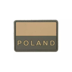 Polish Flag Subdued with Poland Text - 3D Patch