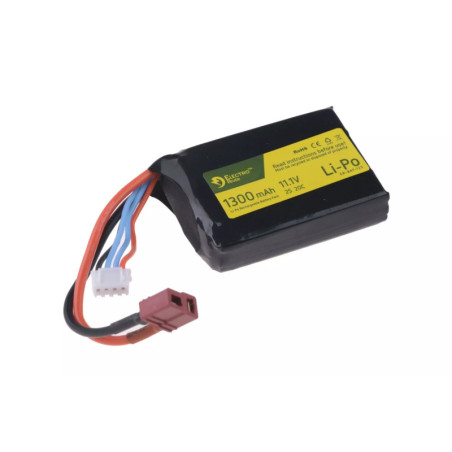 LiPo 11.1V 1300mAh 20/40C Battery - AN/PEQ Size - T-Connect (Deans)