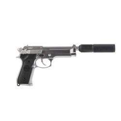 SR92 pistol replica with silencer - silver