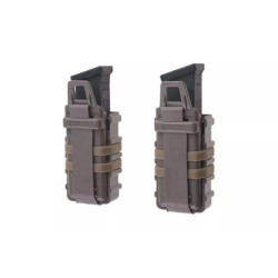 A Set of 2 FAST Magazine Pouches (transverse) For Pistol Magazines - dark earth