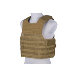 Light mesh plate carrier type tactical vest - tan