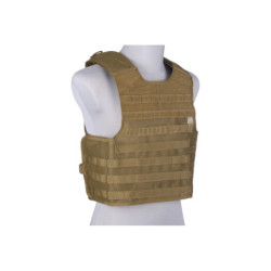 Light mesh plate carrier type tactical vest - tan