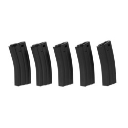 Set of 5 Hi-Cap 300 BB Magazines for M4/M16 Replicas - black