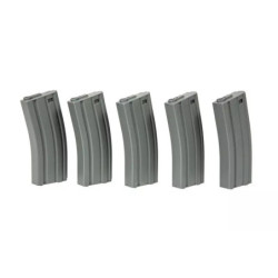 Set of 5 Mid-Cap 120 BB Magazines for M4/M16 Replicas - grey