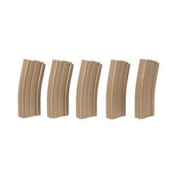 Set of 5 Mid-Cap 140 BB Magazines for M4/M16 Replicas - tan