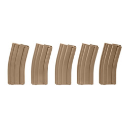 Set of 5 Mid-Cap 140 BB Magazines for M4/M16 Replicas - tan