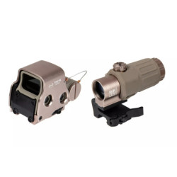 Hybrid 558B holographic sight replica with magnifier - Tan