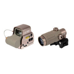 Hybrid 558B holographic sight replica with magnifier - Tan