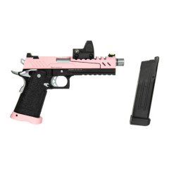 Hi-Capa 5.1 Split Side Pistol Replica - Pink / Black / Chrome (with BDS Sight)