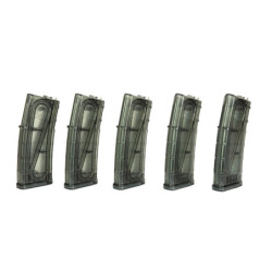 Set of 5 Mid-Cap 130 BB Magazines for M4/M16 – Transparent