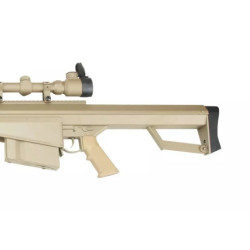 SW-02A sniper rifle replica with scope and bipod - tan