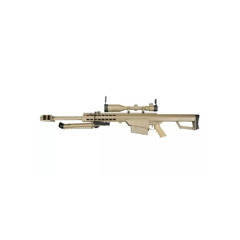 SW-02A CQB sniper rifle replica with scope and bipod - tan