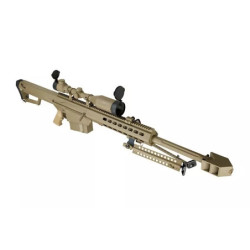 SW-02A CQB sniper rifle replica with scope and bipod - tan