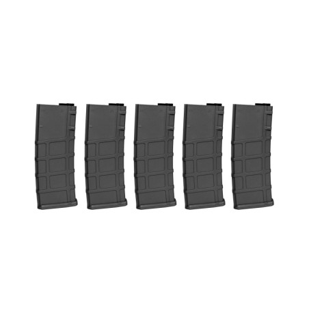 Set of 5 Polymer 200 BB's Mid-Cap magazines for M4/M16 replicas - Black