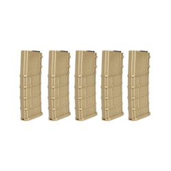 Set of 5 Polymer 200 BB's Mid-Cap magazines for M4/M16 replicas - Tan