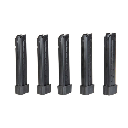 Set of 5 mid-cap, 110-pellet magazines for APC9 airsoft submachine guns