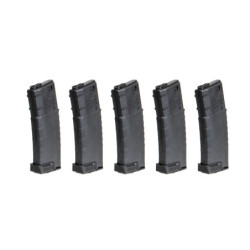 Set of 5 mid-cap, 140-pellet magazines for AMB Mutant airsoft rifles - black
