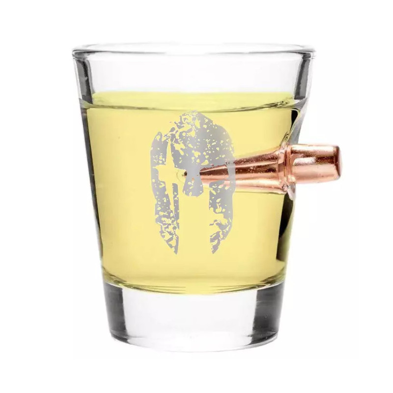 Shot Glass with .308 Bullet - Molon Labe