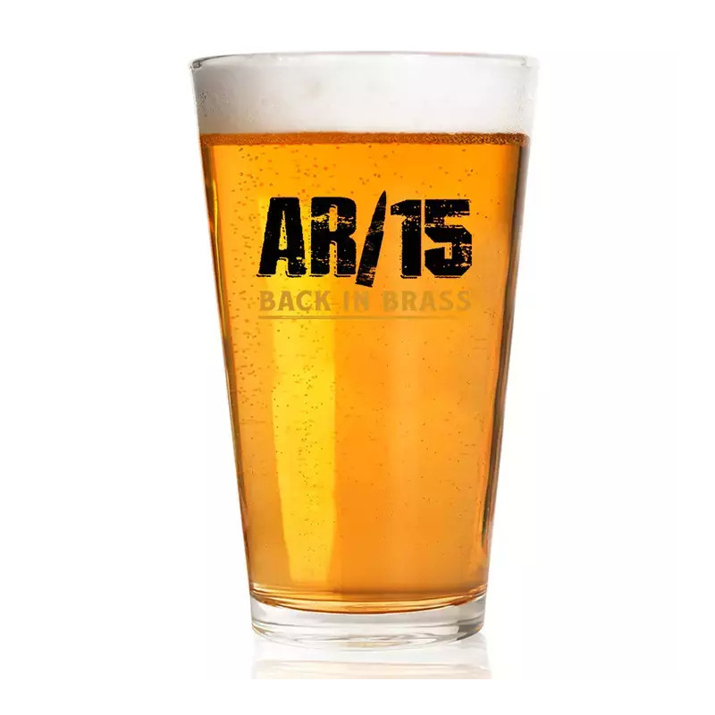 AR15 BACK IN BRASS Pint glass