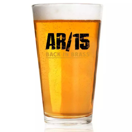 AR15 BACK IN BRASS Pint glass