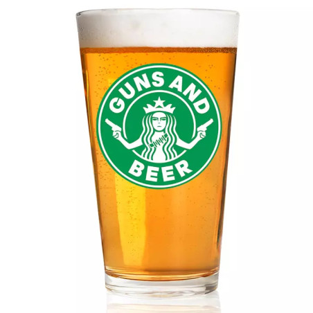 GUNS AND BEER Pint glass