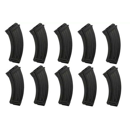 Set of 10 Low-Cap 70 BB Magazines for AK47 Replicas